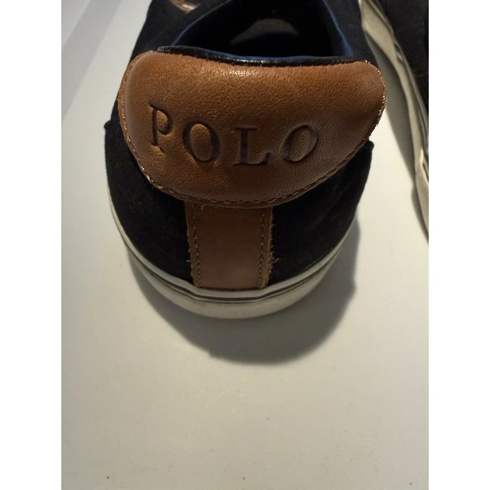 Polo Ralph Lauren Sneakers Men Size 11 Black Canvas Leather RLite Low Top Shoes